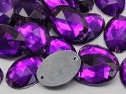 18x13mm Purple CH05 Oval Flat Back Sew On Beads for Crafts 50 Pieces