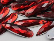 28x8mm Red Ruby CH17 Teardrop Flat Back Sew On Beads for Crafts 30 Pieces