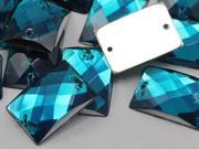 14x10mm Blue CH24 Rectangular Flat Back Sew On Beads for Crafts 70 Pieces