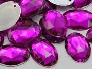25x18mm Purple Fuchsia CH21 Oval Flat Back Sew On Beads for Crafts 20 Pieces