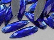 28x8mm Blue Sapphire CH09 Teardrop Flat Back Sew On Beads for Crafts 30 Pieces