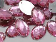 18x13mm Pink Lt. CH13 Oval Flat Back Sew On Beads for Crafts 50 Pieces