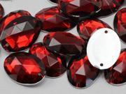 18x13mm Red Ruby CH17 Oval Flat Back Sew On Beads for Crafts 50 Pieces
