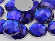 12mm Blue Sapphire CH09 Round Flat Back Sew On Beads for Crafts 60 Pieces