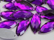 20x9mm Purple CH05 Navette Flat Back Sew On Beads for Crafts 50 Pieces
