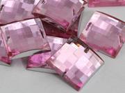 16mm Pink Lt. CH13 Square Flat Back Sew On Beads for Crafts 40 Pieces
