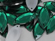 20x9mm Green Emerald CH18 Navette Flat Back Sew On Beads for Crafts 50 Pieces