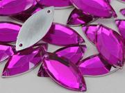 20x9mm Purple Fuchsia CH21 Navette Flat Back Sew On Beads for Crafts 50 Pieces