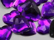20mm Purple CH05 Heart Flat Back Sew On Beads for Crafts 25 Pieces