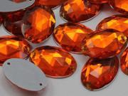 18x13mm Orange Hyacinth CH08 Oval Flat Back Sew On Beads for Crafts 50 Pieces