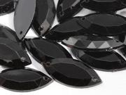 20x9mm Jet Black CH37 Navette Flat Back Sew On Beads for Crafts 50 Pieces