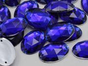 18x13mm Blue Sapphire CH09 Oval Flat Back Sew On Beads for Crafts 50 Pieces