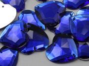 20mm Blue Sapphire CH09 Heart Flat Back Sew On Beads for Crafts 25 Pieces