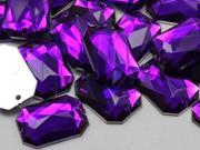 25x18mm Purple CH05 Octagon Flat Back Sew On Beads for Crafts 20 Pieces