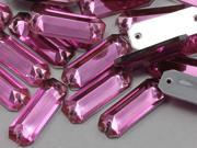 19x7mm Pink Lt. CH13 Baguette Flat Back Sew On Beads for Crafts 50 Pieces