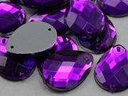18x13mm Purple CH05 Teardrop Flat Back Sew On Beads for Crafts 50 Pieces
