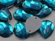 18x13mm Blue CH24 Teardrop Flat Back Sew On Beads for Crafts 50 Pieces