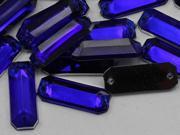19x7mm Blue Sapphire CH09 Baguette Flat Back Sew On Beads for Crafts 50 Pieces