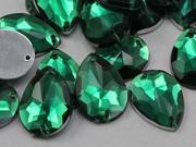 18x13mm Green Emerald CH18 Teardrop Flat Back Sew On Beads for Crafts 50 Pieces