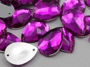18x13mm Purple Fuchsia CH21 Teardrop Flat Back Sew On Beads for Crafts 50 Pieces
