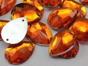 18x13mm Orange Hyacinth CH08 Teardrop Flat Back Sew On Beads for Crafts 50 Pieces