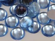 9mm Blue Sapphire Lite H118 Flat Back Acrylic Round Cabochon High Quality Pro Grade 75 Pieces