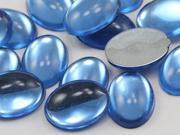 14x10mm Blue Sapphire Lite .LS Flat Back Acrylic Oval Cabochon High Quality Pro Grade 40 Pieces