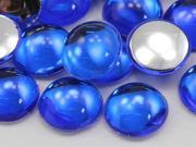 15mm Blue Sapphire H104 Flat Back Acrylic Round Cabochon High Quality Pro Grade 30 Pieces