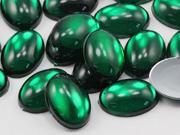 14x10mm Green Emerald .MD Flat Back Acrylic Oval Cabochon High Quality Pro Grade 40 Pieces