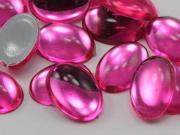 14x10mm Pink Hot .NAP01 Flat Back Acrylic Oval Cabochon High Quality Pro Grade 40 Pieces
