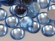 13mm Blue Sapphire Lite .LS Flat Back Acrylic Round Cabochon High Quality Pro Grade 50 Pieces