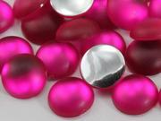 11mm Pink Fuchsia H508 Flat Back Matte Frosted Finish Acrylic Round Cabochons 50 Pieces