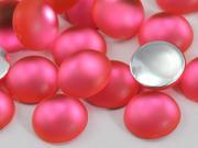 11mm Hot Pink H514 Flat Back Matte Frosted Finish Acrylic Round Cabochons 50 Pieces