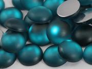 11mm Blue Aqua H522 Flat Back Matte Frosted Finish Acrylic Round Cabochons 50 Pieces