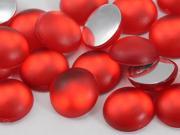 11mm Red Lt. Siam H527 Flat Back Matte Frosted Finish Acrylic Round Cabochons 50 Pieces