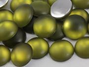 11mm Green Olive H529 Flat Back Matte Frosted Finish Acrylic Round Cabochons 50 Pieces