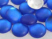 15mm Blue Sapphire H504 Flat Back Matte Frosted Finish Acrylic Round Cabochons 25 Pieces