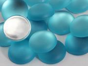 15mm Blue Aqua Lite H509 Flat Back Matte Frosted Finish Acrylic Round Cabochons 25 Pieces