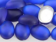 18x13mm Blue Sapphire H504 Flat Back Matte Frosted Finish Acrylic Oval Cabochons 20 Pieces