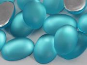 14x10mm Blue Aqua Lite H509 Flat Back Matte Frosted Finish Acrylic Oval Cabochons 25 Pieces