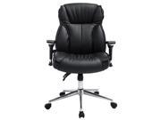 Baymate High Back Black PU Leather Swivel Adjustable Office Task Chair With Triple Paddle Control