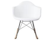 Baymate Eames Style Armchair Rocker Chrome Steel Eiffel Base Wood Rockers Rocking Cradle Arm Chair White