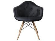Baymate Eames Shell PU Leather Arm Chair With Beech Legs Dining Room Chairs Set of 2 Black