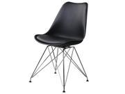 Baymate Premium Eames Style DSW Molded Plastic Eiffel Retro Dining Side Chairs Set of 2 Black