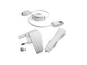 Universal 3 in 1 Mains Car and USB Charger Power kit for Apple iPod iPhone White