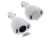 2 Port USB Car Charger Vehicle Power Adapter with Extra Socket for iPhone iPod