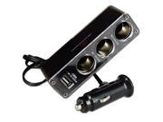 Black 3 Ways Multi Socket Car Cigarette Lighter Splitter USB Charger 12v Santa