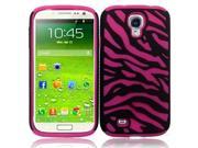 Zebra Dual Flex Hard Hybrid Gel Case Cover For Samsung Galaxy S4 i9500 Black Hot Pink