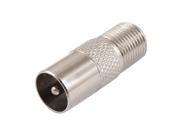 2 Pcs Plated F Female to TV PAL Male Plug RF Coaxial Adapter Silver Tone