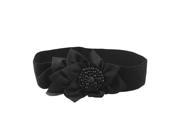 2.4 Width Black Textured Band Elastic Cinch Waist Belt For Ladies
